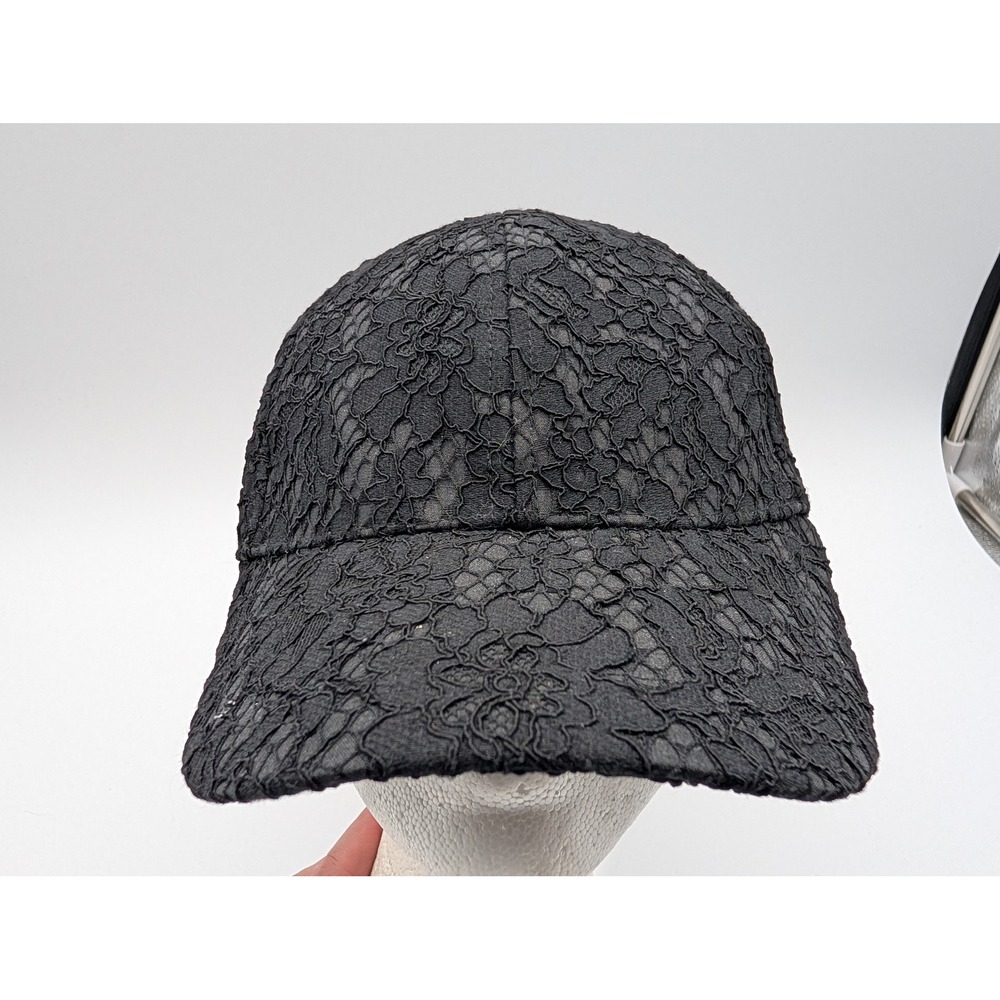 August Hat Company Black Floral Jacquard Lace Baseball Cap Adjustable Strapback